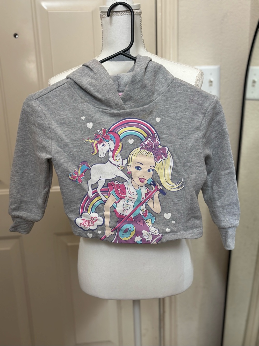 JoJo Siwa Gray Hoodie with Colorful Rainbow Unicorn Graphic